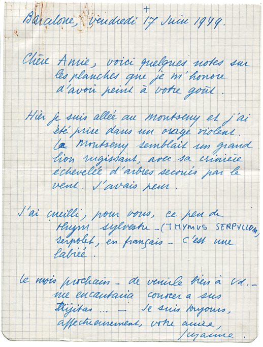 Carta de Suzanne Davit, Barcelona, 17 junio 1949