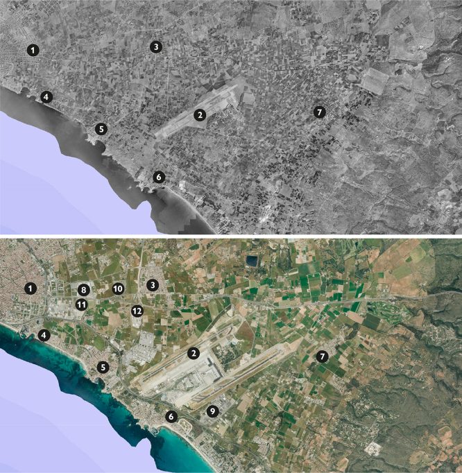 Fotografías aéreas de 1956 y 2019 de l'Horta Baja de Ciudad