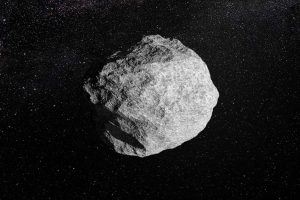 recreación artística de un asteroide en el espacio