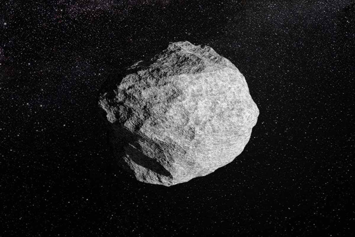 recreación artística de un asteroide en el espacio