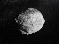 recreación artística de un asteroide en el espacio